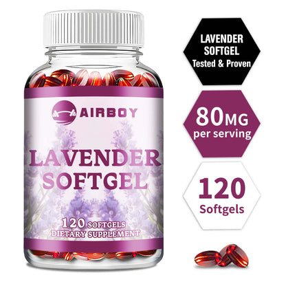 Lavender Capsules - Calms, Relieves Tension and Stress, Soothes Mood, Promotes Healthy Sleep - 120 Capsules