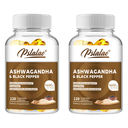 Organic Ashwagandha 1600mg - Stress Relief, Mood, Energy and Thyroid Support Supplement - 120 Capsules