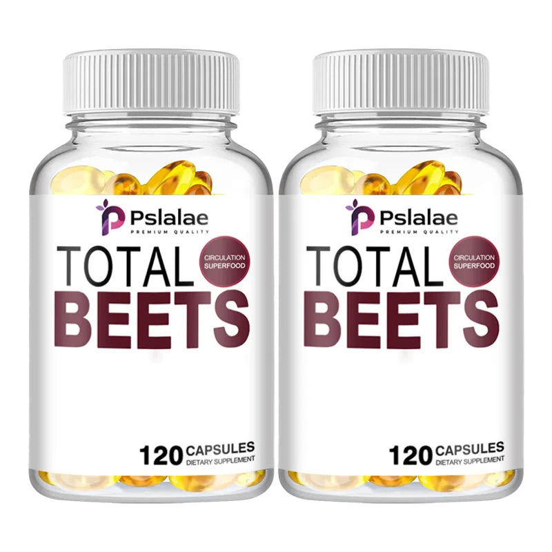 Total Beets Capsules - Enhances Energy, Endurance, Heart Health, Blood Pressure Support, Improves Circulation - 120 Capsules