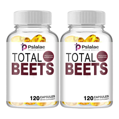 Total Beets Capsules - Enhances Energy, Endurance, Heart Health, Blood Pressure Support, Improves Circulation - 120 Capsules