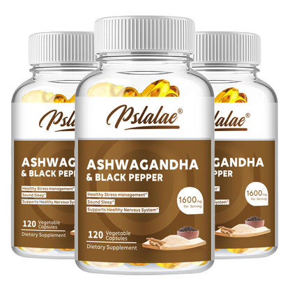 Organic Ashwagandha 1600mg - Stress Relief, Mood, Energy and Thyroid Support Supplement - 120 Capsules