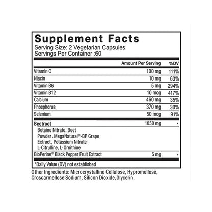Total Beets Capsules - Enhances Energy, Endurance, Heart Health, Blood Pressure Support, Improves Circulation - 120 Capsules