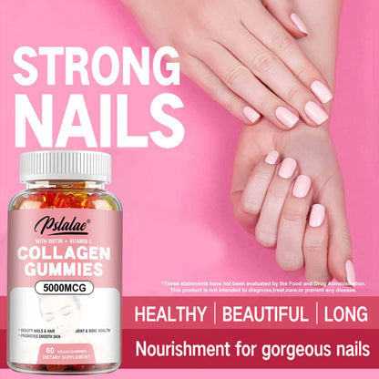 Collagen Gummies 5000 Mcg - Promote Hair Growth, Whiten Skin, Hydrolyze Skin, Help Nail Bone Joints - 60 Gummies