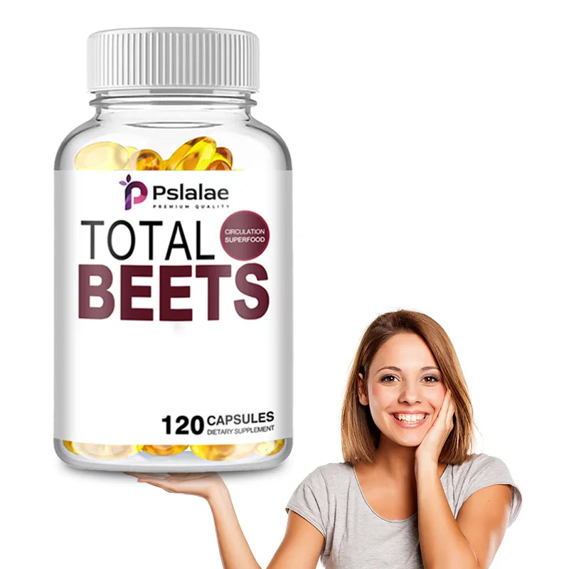 Total Beets Capsules - Enhances Energy, Endurance, Heart Health, Blood Pressure Support, Improves Circulation - 120 Capsules