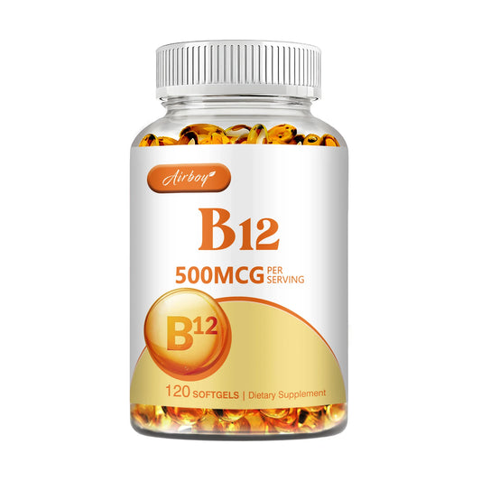 Vitamin B12 - for Mood, Brain, Nervous System, Energy, Metabolism, Relieve Fatigue, Heart Health - 120 Capsules