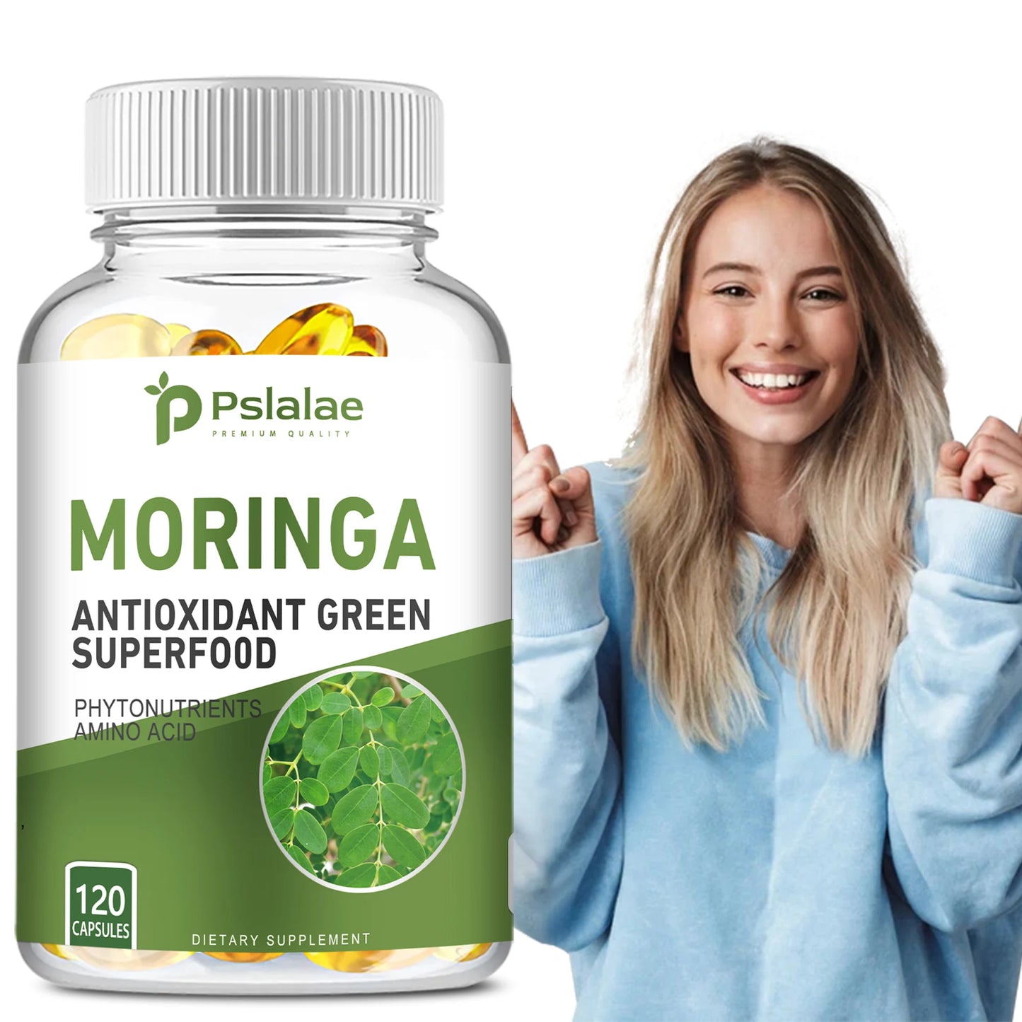 Moringa Capsules 1000mg - for Immune System, Energy & Metabolism, Antioxidant - 120 Capsules