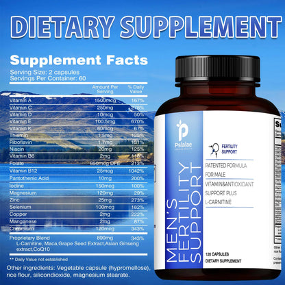 Prenatal Male Fertility Supplement - Improves Male Fertility and Boosts Sperm Motility - 120 Capsules