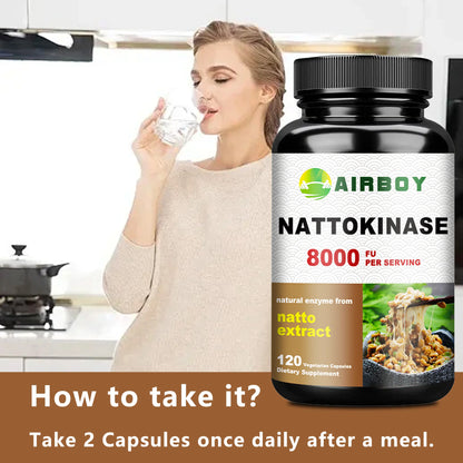 Nattokinase Supplement - Promotes Blood Circulation, Heart and Blood Vessel Health - 120 Capsules
