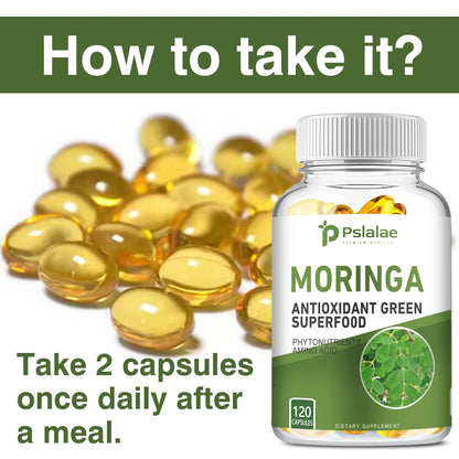 Moringa Capsules 1000mg - for Immune System, Energy & Metabolism, Antioxidant - 120 Capsules