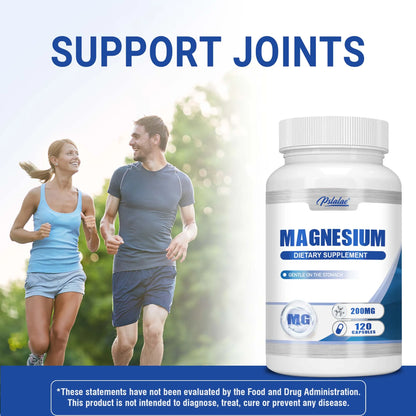 Magnesium Capsules - Sleep Support, Muscle Relaxation, Stress Relief, Bone and Muscle Health - 120 Capsules