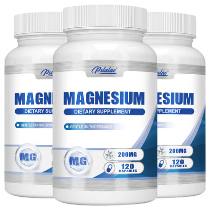Magnesium Capsules - Sleep Support, Muscle Relaxation, Stress Relief, Bone and Muscle Health - 120 Capsules