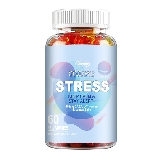 Goodbye Stress Gummies - with GABA, L-Theanine, Lemon Balm - Relieve Stress, Improve Negative Emotions, and Relax - 60 Gummies