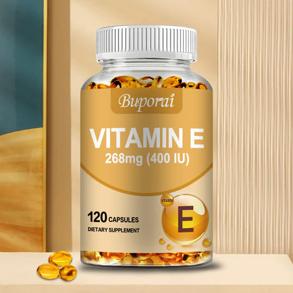 Vitamin E 268mg - Brightens The Complexion, Tightens The Skin, Reduce Wrinkles, Anti-aging, Antioxidant - 120 Capsules