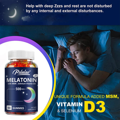 Melatonin Gummies 500mcg - Sleep Aid, Improve Sleep Quality and Support Deep Sleep - 60 Gummies