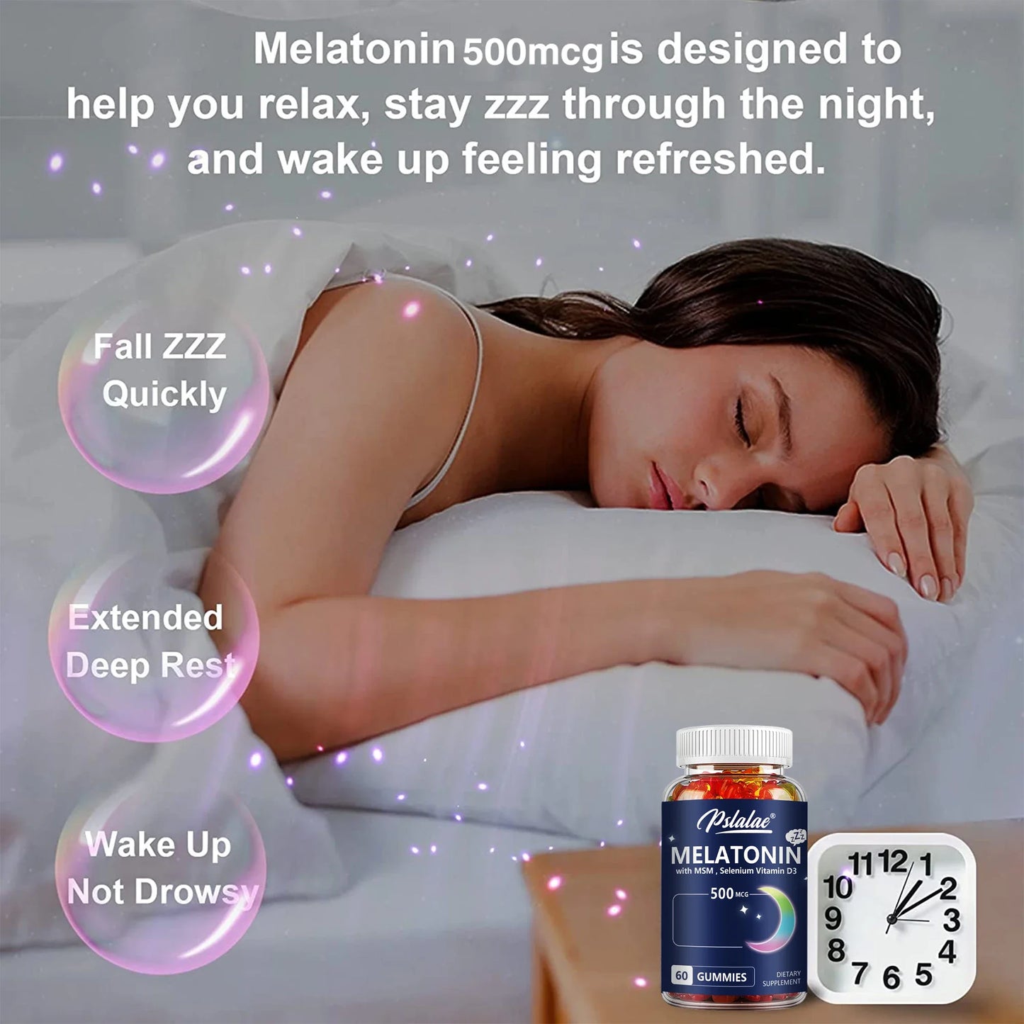 Melatonin Gummies 500mcg - Sleep Aid, Improve Sleep Quality and Support Deep Sleep - 60 Gummies