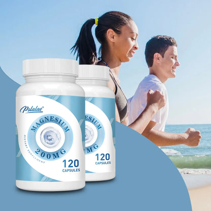 Magnesium Capsules 200mg -  Helps with Stress, Muscle, Sleep, Joints, Bones, Immune and Cardiovascular Health - 120 Capsules