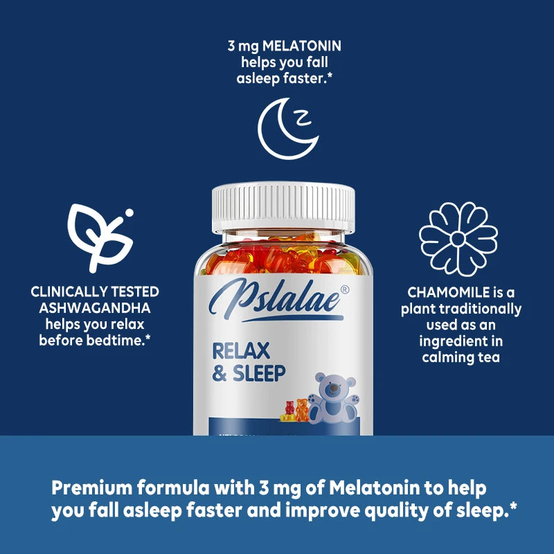 Relax and Sleep - with Melatonin, Ashwagandha - Relieves Stress and Promotes Natural Relaxation and Healthy Sleep - 60 Gummies