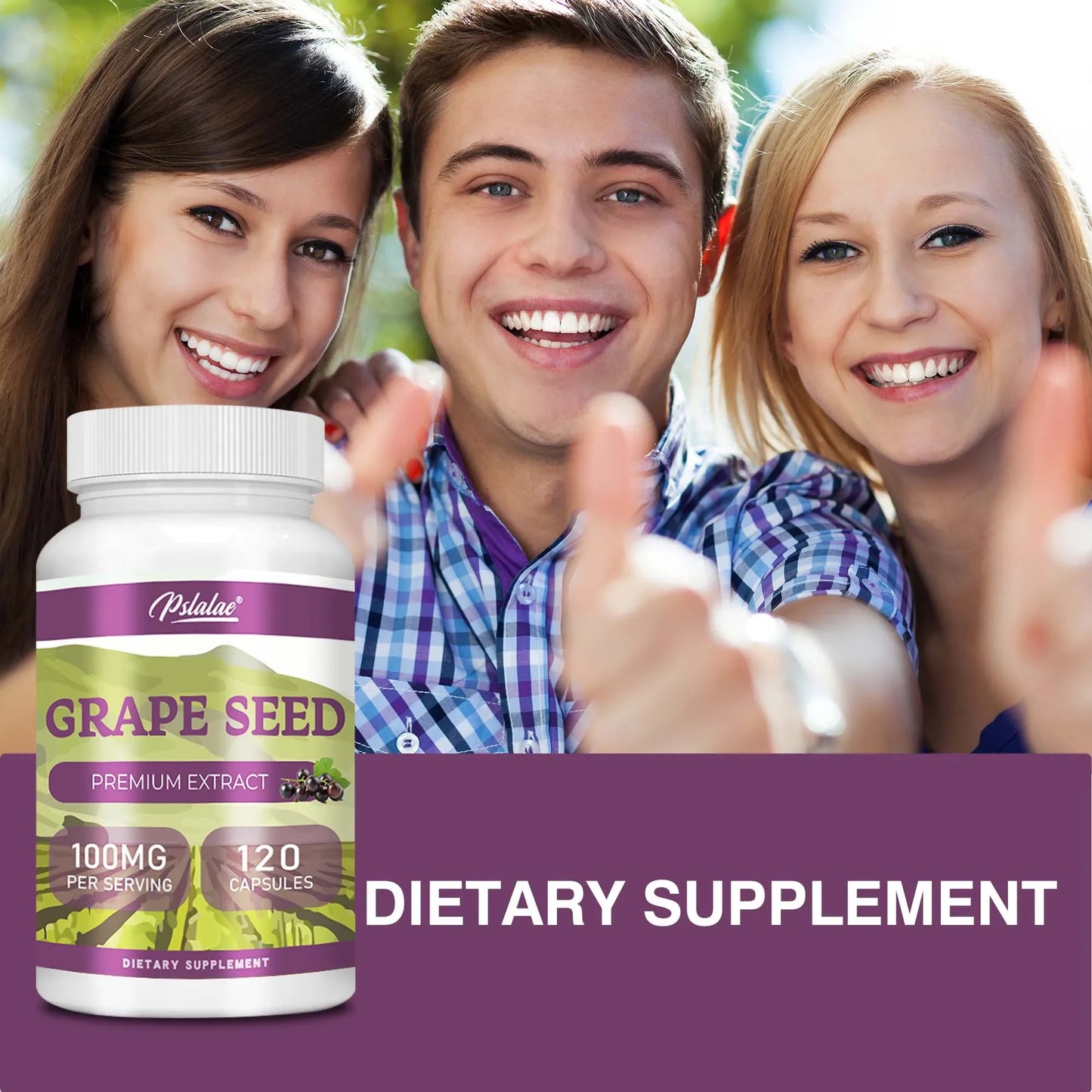 Grape Seed Extract - Powerful Antioxidant & Anti-Aging, Maintains Healthy Skin and Veins, Brighten Skin Tone - 120 Capsules