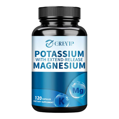 Potassium Magnesium - Support Bone Health, Muscle Spasms, Beauty, Improve Sleep Quality - 120 Capsules