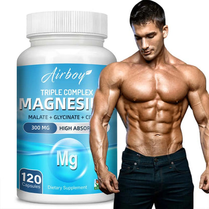 Triple Magnesium Complex - Bone, Muscle & Heart Health Supplement, Sleep Support,Muscle Relaxation,Stress Relief - 120 Capsules