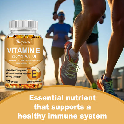 Vitamin E 268mg - Brightens The Complexion, Tightens The Skin, Reduce Wrinkles, Anti-aging, Antioxidant - 120 Capsules