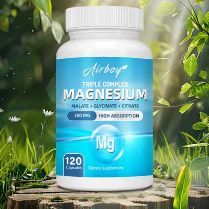 Triple Magnesium Complex - Bone, Muscle & Heart Health Supplement, Sleep Support,Muscle Relaxation,Stress Relief - 120 Capsules