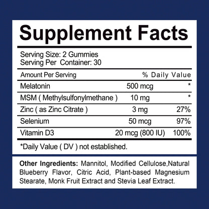 Melatonin Gummies 500mcg - Sleep Aid, Improve Sleep Quality and Support Deep Sleep - 60 Gummies