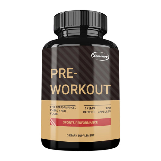 Pre-Workout Supplement - with Creatine Monohydrate - Replenish Energy, Build Muscle, Improve Athletic Performance - 120 Capsules