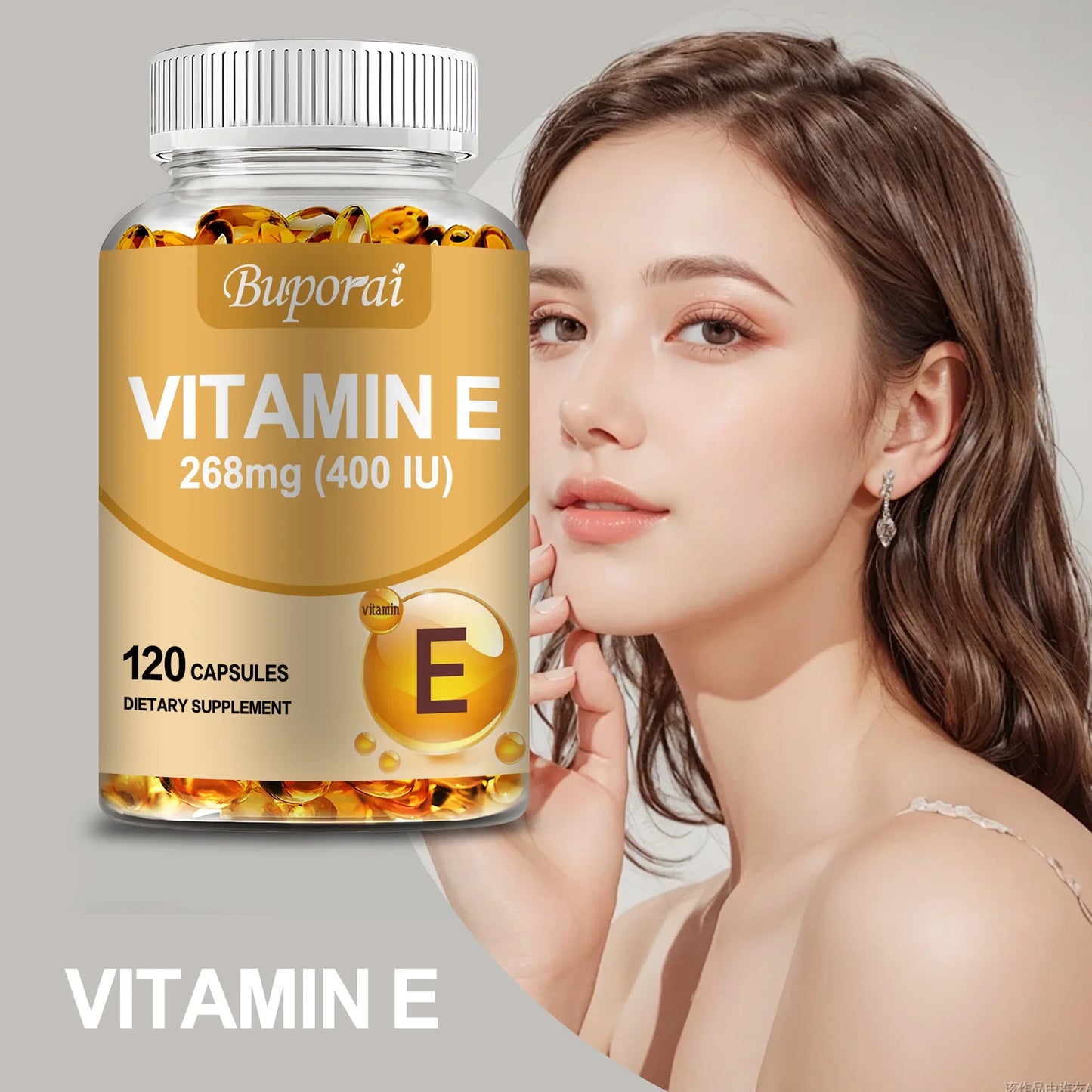 Vitamin E 268mg - Brightens The Complexion, Tightens The Skin, Reduce Wrinkles, Anti-aging, Antioxidant - 120 Capsules