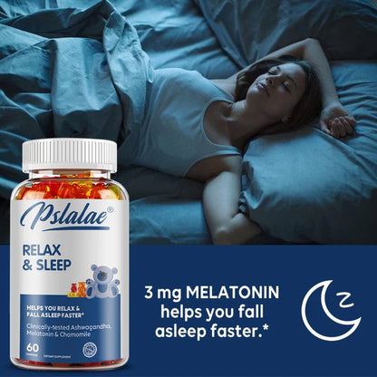 Relax and Sleep - with Melatonin, Ashwagandha - Relieves Stress and Promotes Natural Relaxation and Healthy Sleep - 60 Gummies
