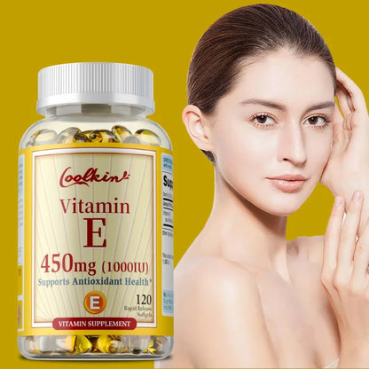 Vitamin E Capsules 450mg - Anti Aging Anti-Wrinkle Firming Skin, Facial Treatment - 120 Capsules