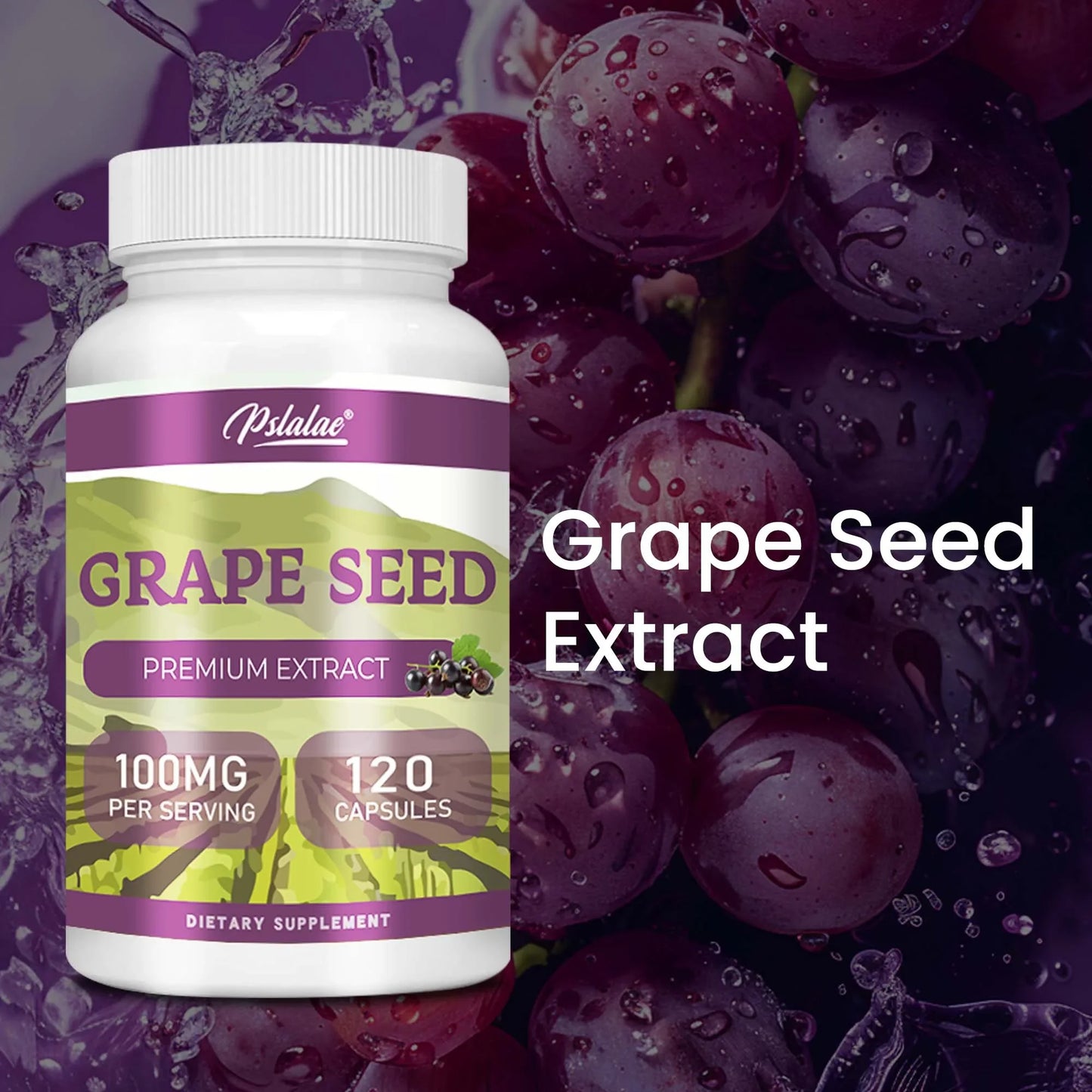 Grape Seed Extract - Powerful Antioxidant & Anti-Aging, Maintains Healthy Skin and Veins, Brighten Skin Tone - 120 Capsules