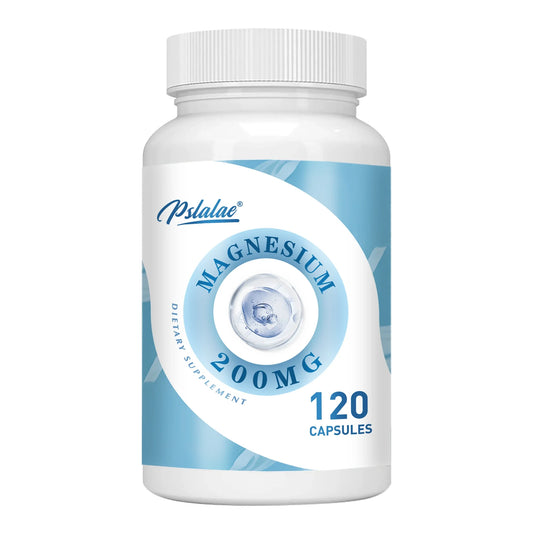 Magnesium Capsules 200mg -  Helps with Stress, Muscle, Sleep, Joints, Bones, Immune and Cardiovascular Health - 120 Capsules