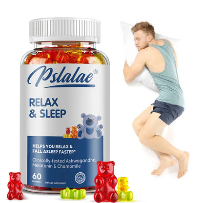 Relax and Sleep - with Melatonin, Ashwagandha - Relieves Stress and Promotes Natural Relaxation and Healthy Sleep - 60 Gummies