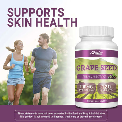 Grape Seed Extract - Powerful Antioxidant & Anti-Aging, Maintains Healthy Skin and Veins, Brighten Skin Tone - 120 Capsules