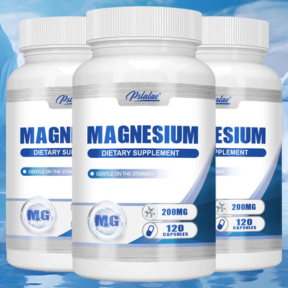 Magnesium Capsules - Sleep Support, Muscle Relaxation, Stress Relief, Bone and Muscle Health - 120 Capsules
